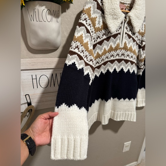 Show me your Mumu Sun Valley Fair Isle Pullover Faux Sherpa collar sweater - Picture 12 of 17